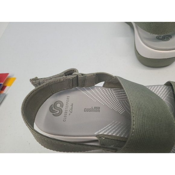 Clarks Womens Arla Jacory Sandal Size 7 Wedge Elastic Slingback Olive Washable - Picture 5 of 7